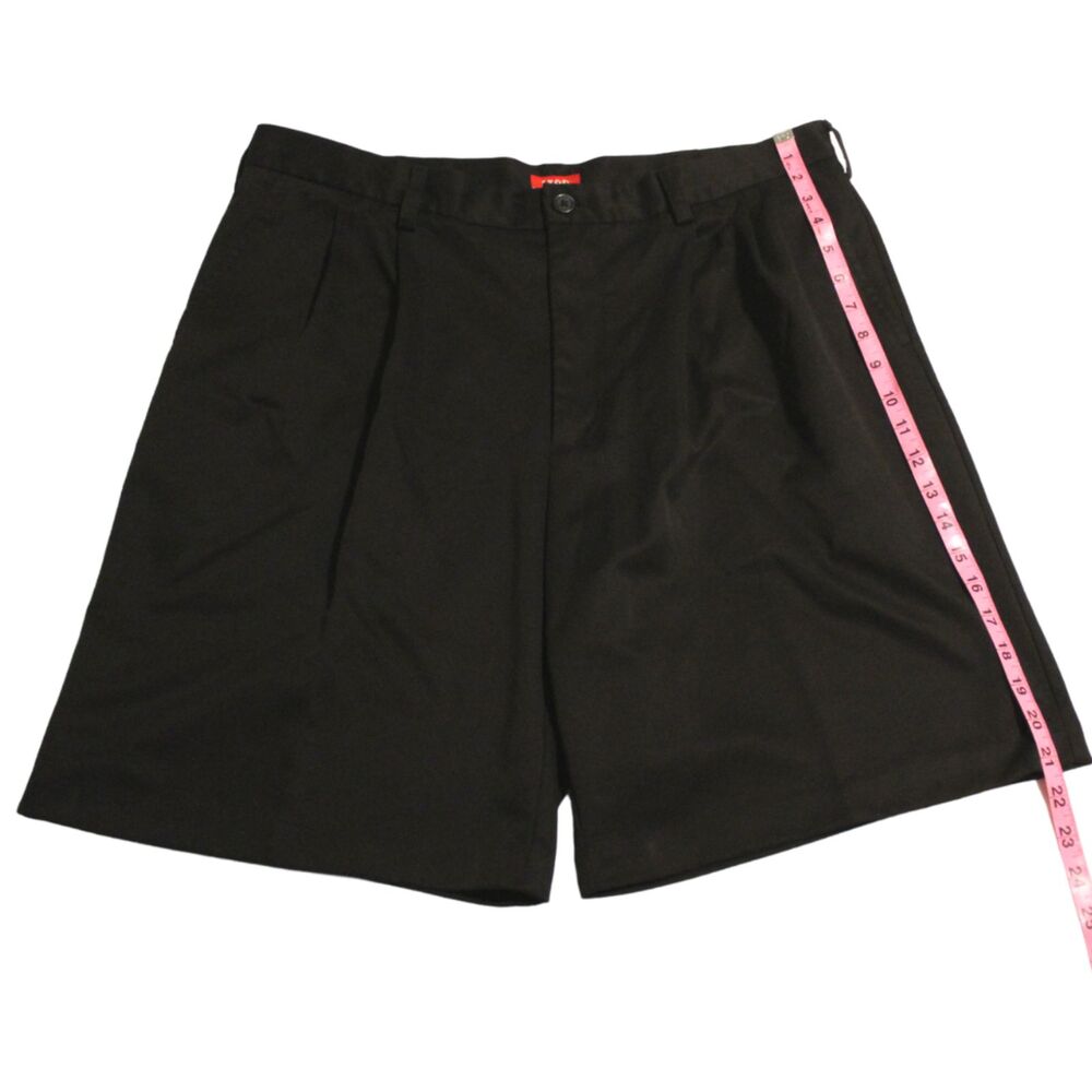 Men's IZOD Black Mid-Length Pleated Shorts with Front and Back Pockets Size 38
